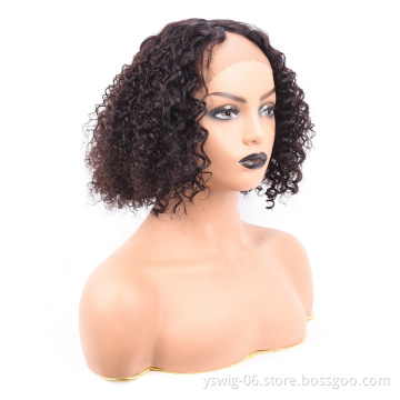 1b# Jerry Curl Virgin Human Hair Wig Peruvian Wholesale Swiss T Part Lace Frontal Wigs for Black Women